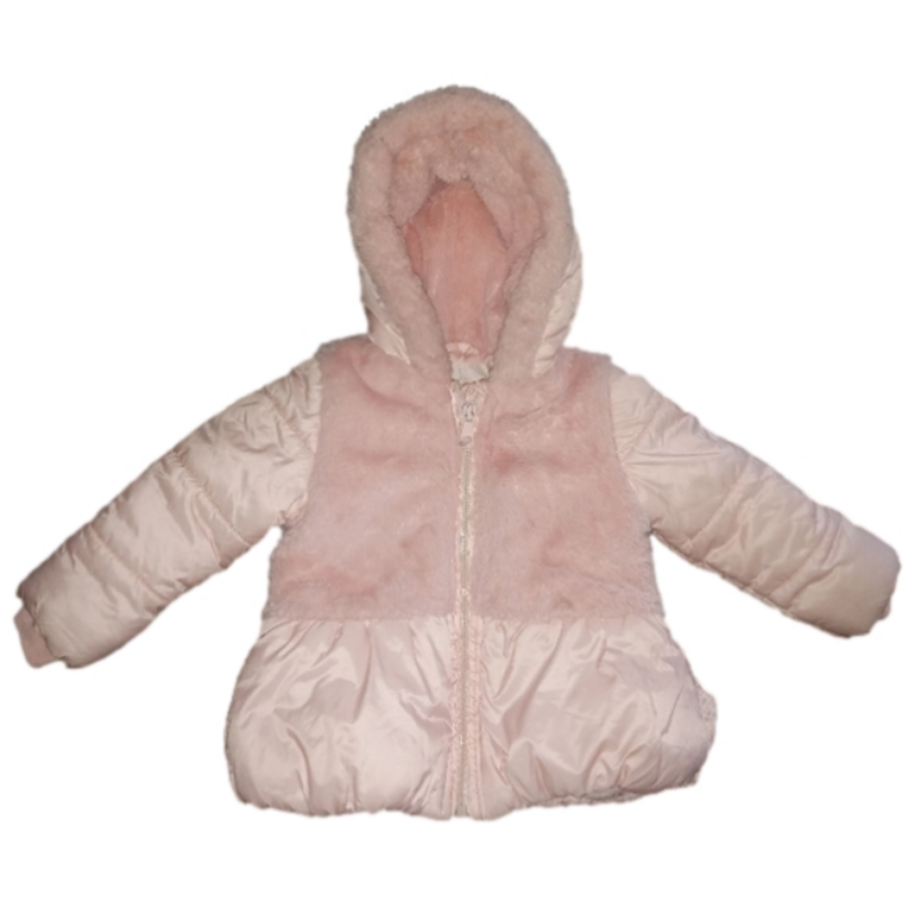 Jessica Simpson Pink Puffer Coat Faux Fur Trim Kids Sz. 12 Months Infants